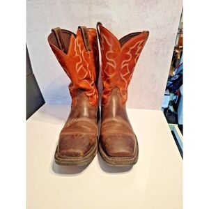 ARIAT WORKHOG MENS 12EE LEATHER  WESTERN WIDE SQUARE TOE WORK BOOTS SHOES BROWN